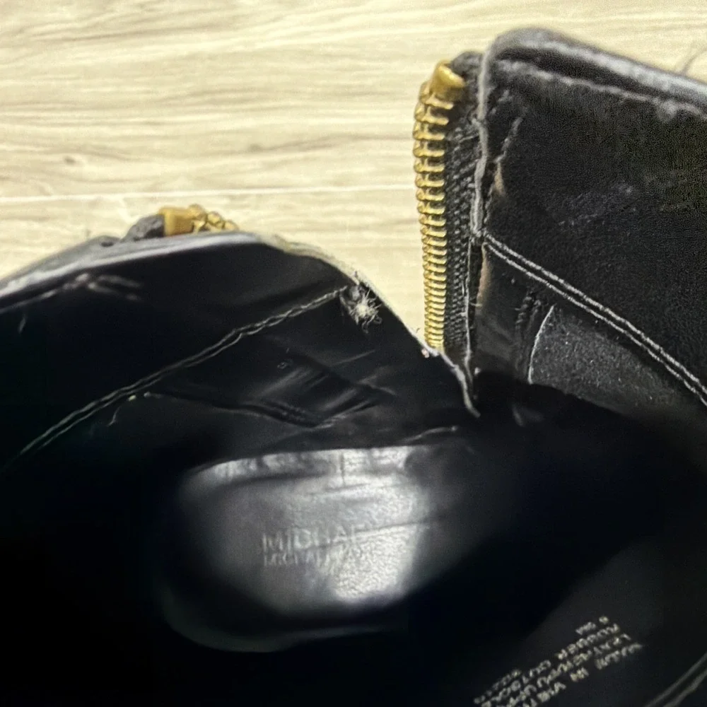 Michael Kors Black Farrah‎ Leather Flat Ankle Booties Boots 6.5